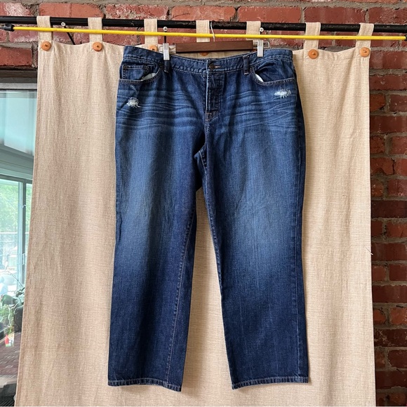 Loft Ann Taylor boyfriend button fly jeans lightly distressed Super nice! 34/18 - Picture 6 of 7